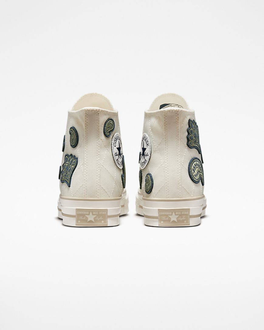 Women's Converse Chuck 70 Crafted Patches High Top Shoes Beige / Navy / Green | AU 8E0C4J